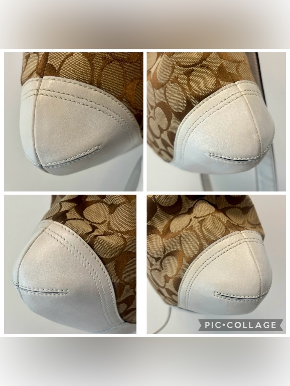 Coach Signature Buckle Shoulder Bag, White Leather Trim & Canvas Hobo 2006 - Picture 9 of 9